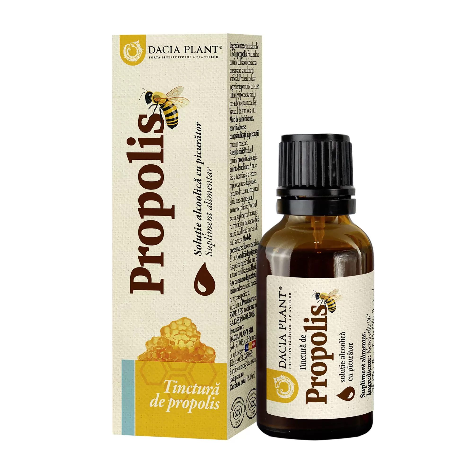 Propolis Tinctura cu Alcool Dacia Plant 20ml 3 Propolis Tinctura cu Alcool Dacia Plant 20ml