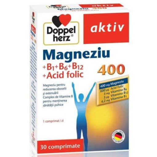 Doppelherz Magneziu Uk + B1+B6+B12 + Acid Folic 30 capsule