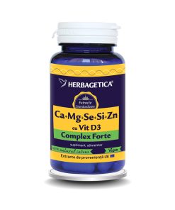 Ca+Mg+Se+Si+Zn UK cu Vitamina D3, 60 capsule, Herbagetica