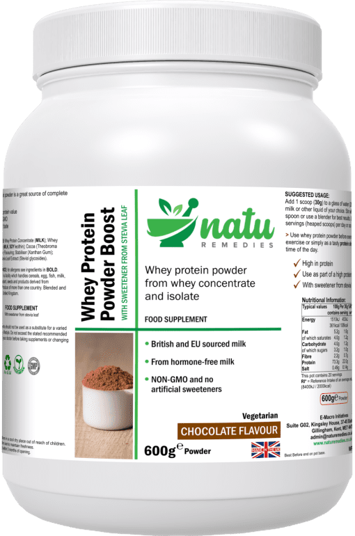 Naturemedies Whey Protein Powder Boost Chocolate 600g 21oz whey concentrate