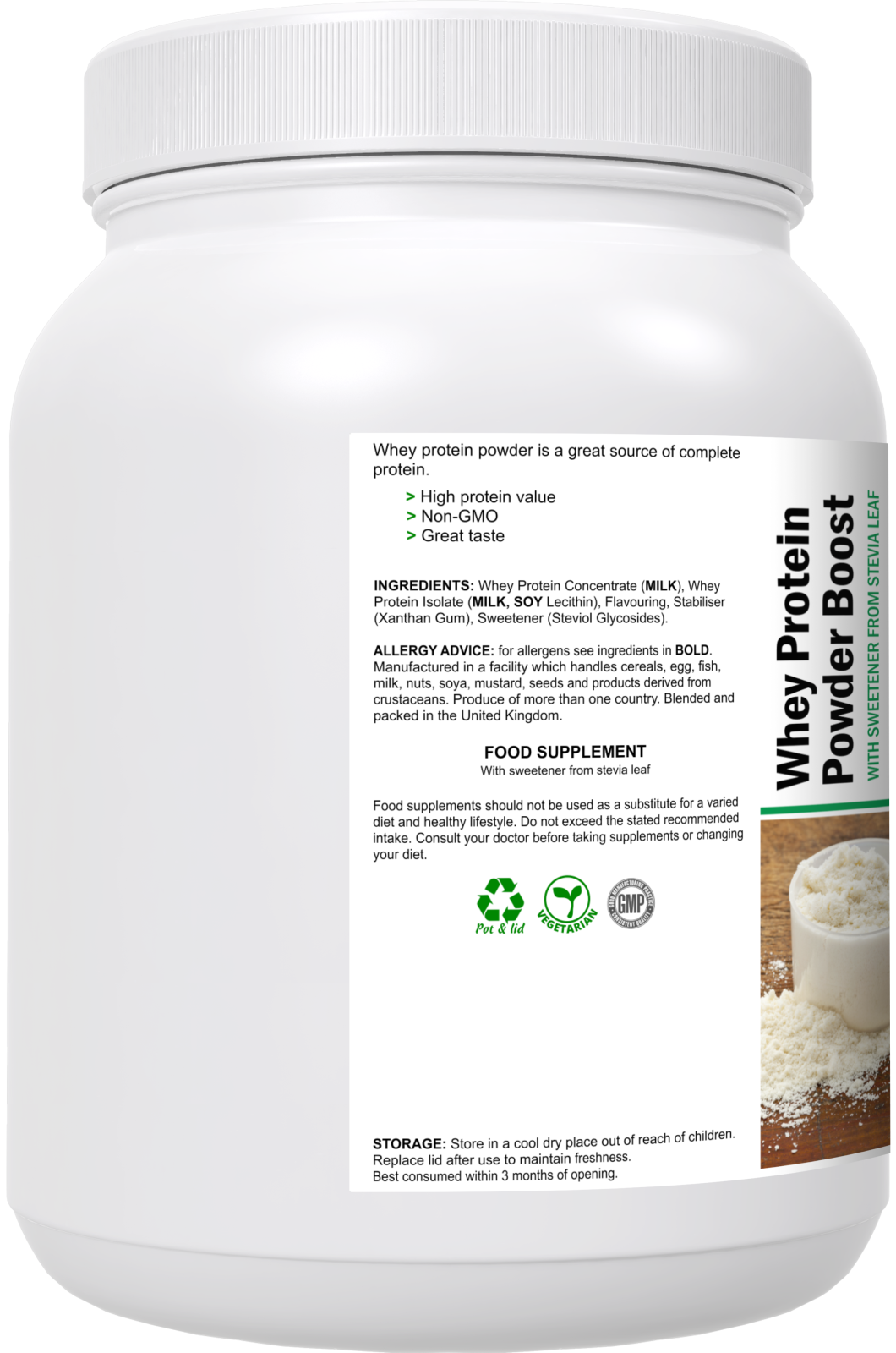 Whey Protein Powder Vanilla 600g | Naturemedies Made in UK