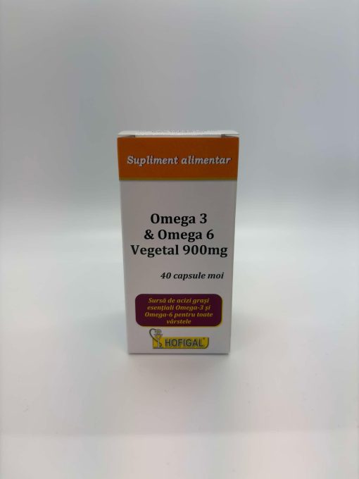 Omega 3 & Omega 6 vegetal, 900 mg, 40 capsule, Hofigal