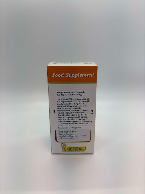 Omega 3 & Omega 6 vegetal, 900 mg, 40 capsule, Hofigal leaflet