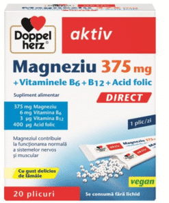 Magneziu 375 mg + Vitaminele B6 + B12 + Acid folic, Direct, 20 plicuri, Doppelherz