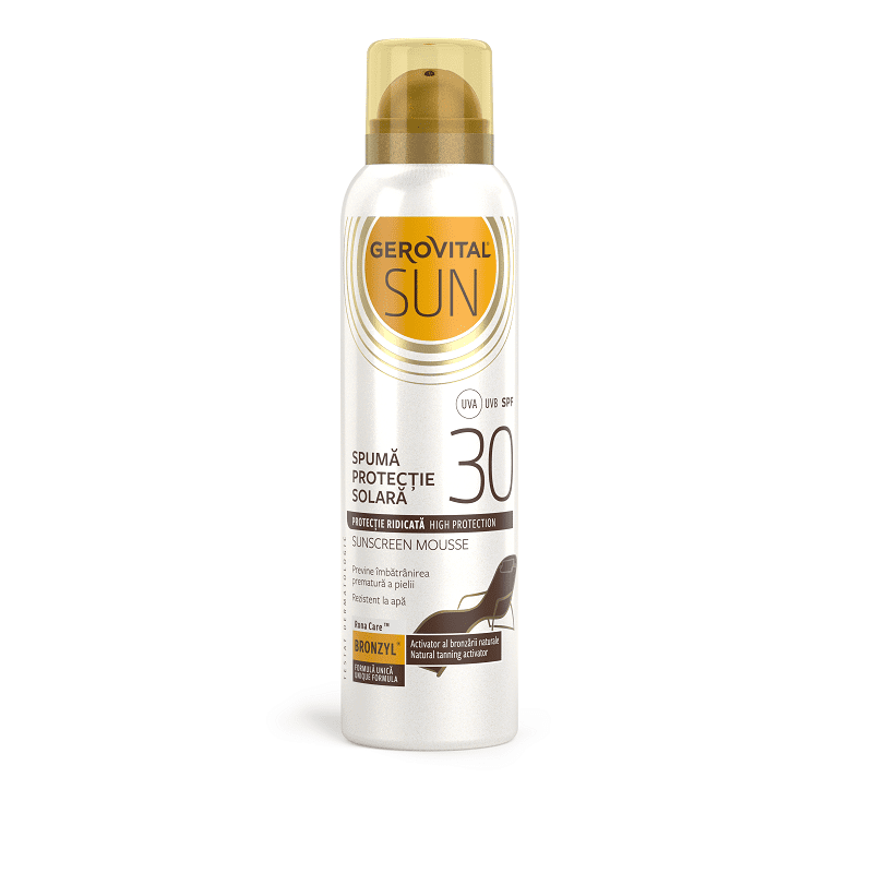 Spuma protectie solara SPF 30 Sun, 150 ml, Gerovital 3 Spuma protectie solara SPF 30 Sun, 150 ml, Gerovital