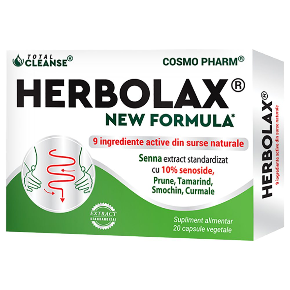 Herbolax New Formula, 20 capsule vegetale, Cosmopharm 2 Herbolax New Formula, 20 capsule vegetale, Cosmopharm