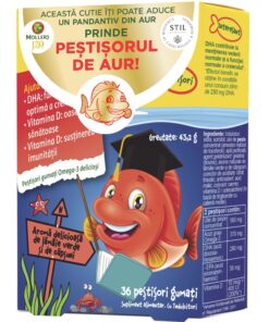 Pestisori Gumati cu Omega-3 Aroma de Lamaie Verde si Capsuni, 36 jeleuri, Moller's