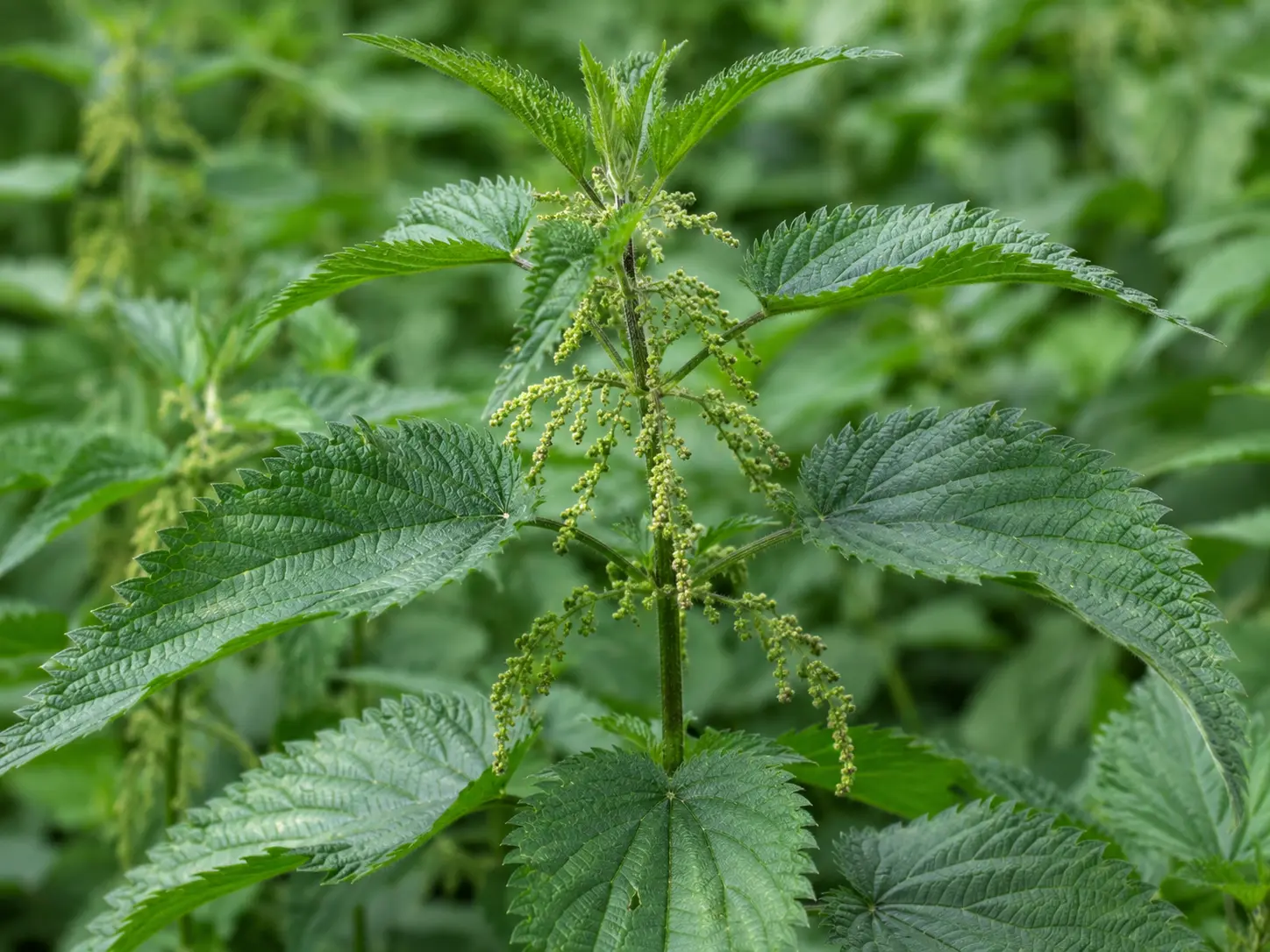 Stinging nettle (Urtica dioica) — urzică in Romanian — fresh leaves on plant