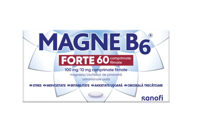 Magne B6 Forte, 100 mg/10 mg, 60 comprimate filmate, Sanofi 2 Magne B6 Forte, 100 mg 10 mg, 60 comprimate filmate, Sanofi