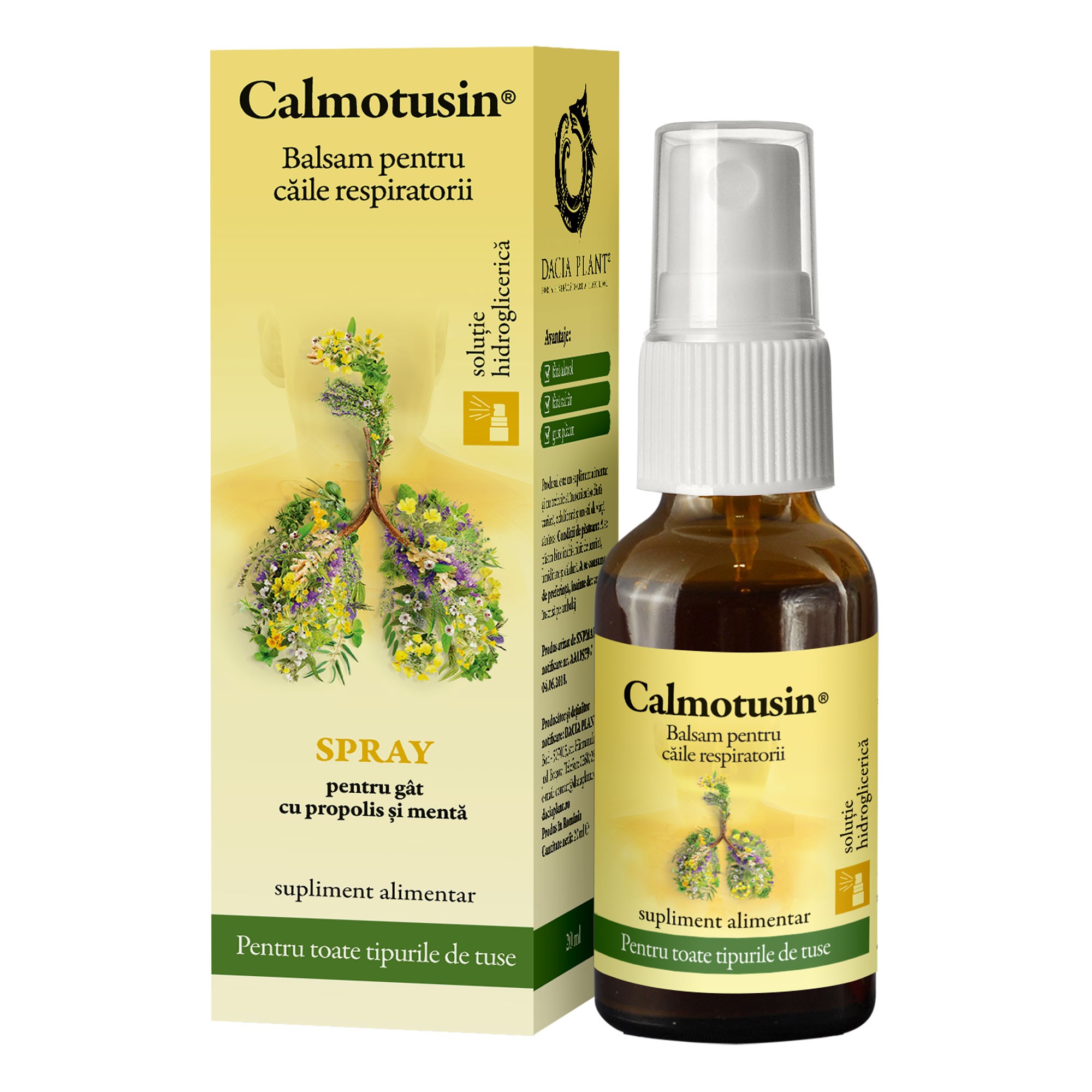 Calmotusin Spray fără alcool, 20 ml, Dacia Plant 3 Calmotusin Spray fără alcool, 20 ml, Dacia Plant