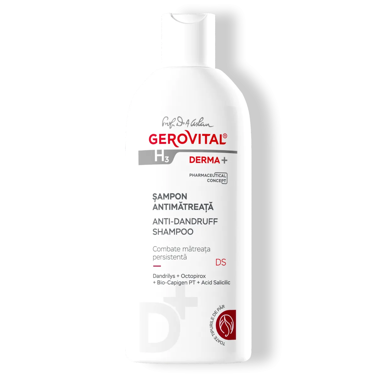 Sampon Antimatreata Derma+ DS, 200 ml, Gerovital H3 3 Sampon Antimatreata Derma+ DS, 200 ml, Gerovital H3