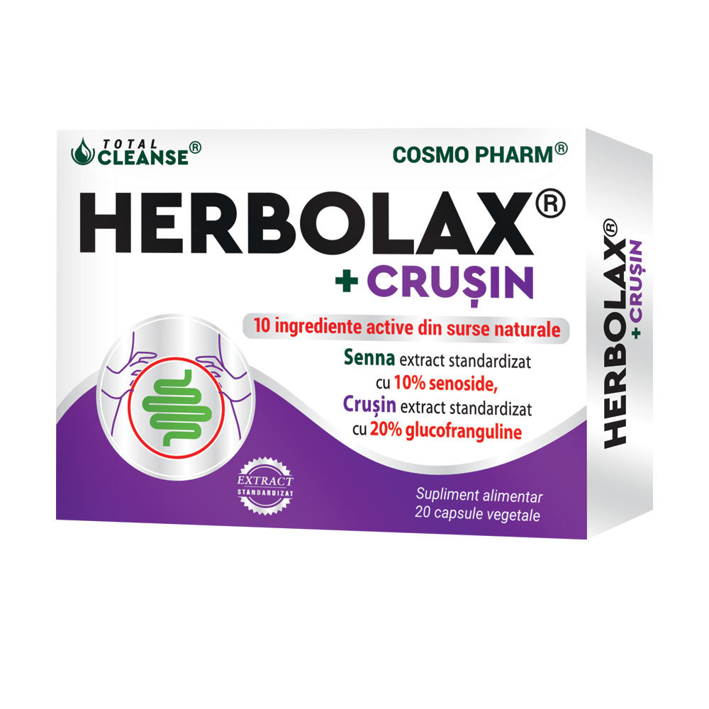 Herbolax + Crusin, 20 capsule vegetale, Cosmopharm 3 Herbolax + Crusin, 20 capsule vegetale, Cosmopharm